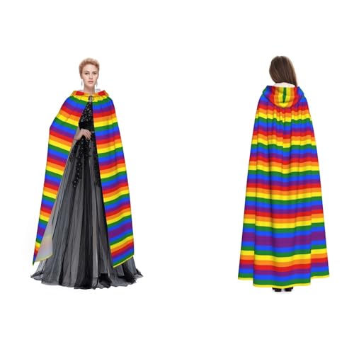 Unisex Kapuzenumhang (Regenbogenmuster), Umhang mit Kapuze, für Cosplay, Halloween, Weihnachten, Kostüme für Erwachsene von Cykazhst