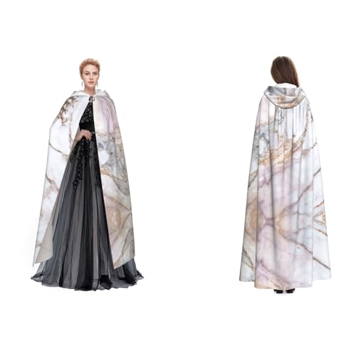 Unisex Kapuzenumhang mit Kapuze, rosa-weißes Marmormuster, für Cosplay, Halloween, Weihnachten, Verkleidung für Erwachsene von Cykazhst