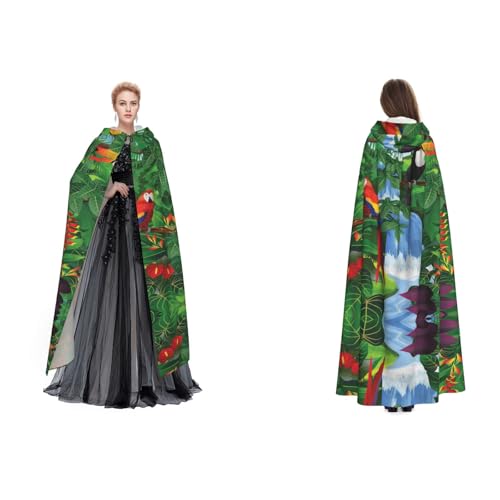 Unisex Kapuzenumhang mit Kapuze (Aras und Tukan, sitzend der amerikanischen Regenwälder), Cosplay, Halloween, Weihnachten, Verkleidung für Erwachsene von Cykazhst