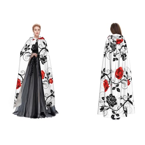 Unisex Kapuzenumhang mit Rosen-Efeu mit Blättern, für Cosplay, Halloween, Weihnachten, für Erwachsene von Cykazhst