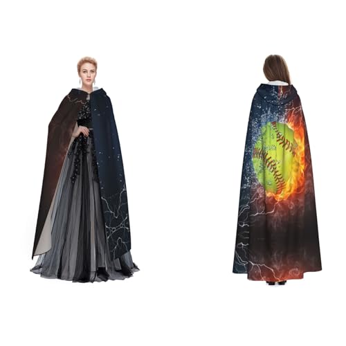 Unisex Kapuzenumhang mit Softball-Baseball auf Feuer und Wasser, für Cosplay, Halloween, Weihnachten, für Erwachsene Unisex Kapuzenumhang mit Softball-Baseball auf Feuer und Wasser, für Cosplay, Halloween, Weihnachten, für Erwachsene von Cykazhst
