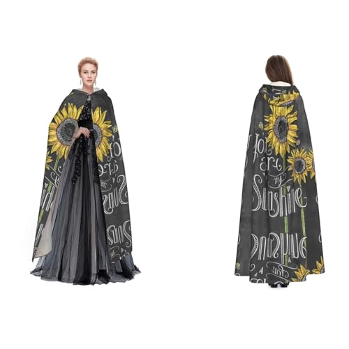 Unisex Kapuzenumhang mit Sonnenblumen-Motiv (You Are My Sunshine), Cosplay, Halloween, Weihnachten, Verkleidung für Erwachsene von Cykazhst