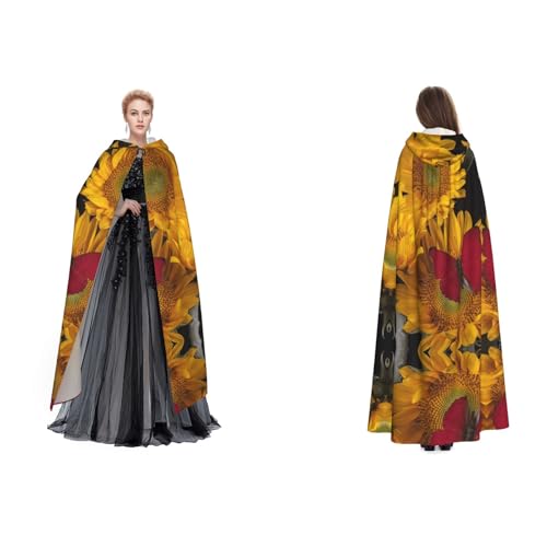 Unisex Kapuzenumhang mit Sonnenblumen und rotem Schmetterling, für Cosplay, Halloween, Weihnachten, für Erwachsene Unisex Kapuzenumhang mit Sonnenblumen und rotem Schmetterling, für Cosplay, Halloween, Weihnachten, für Erwachsene von Cykazhst