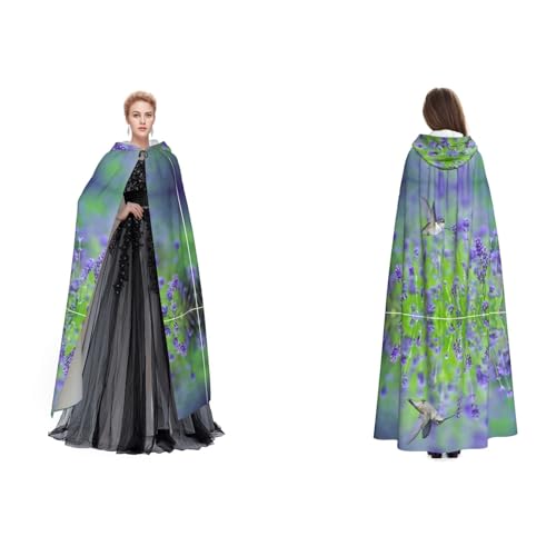 Unisex Kapuzenumhang mit Vogel in lila Lavendel, Blumenmuster, Cosplay, Halloween, Weihnachten, Verkleidung für Erwachsene Unisex Kapuzenumhang mit Vogel in lila Lavendel, Blumenmuster, Cosplay, Halloween, Weihnachten, Verkleidung für Erwachsene von Cykazhst