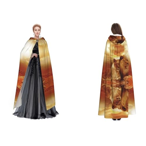 Unisex Kapuzenumhang mit afrikanischer Löwe und Löwin, Cosplay, Halloween, Weihnachten, Verkleidung für Erwachsene von Cykazhst