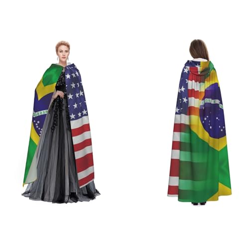 Unisex Kapuzenumhang mit amerikanischer und brasilianischer Flagge, Cosplay, Halloween, Weihnachten, Verkleidung für Erwachsene von Cykazhst