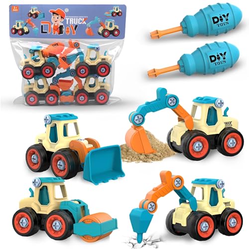 Cylora Bagger Spielzeug ab 3 4 5 Jahren für Jungen, 4 in1 Sandspielzeug Zerlegen DIY Baufahrzeuge LKW Sandkasten Engineering Set, Baustellenfahrzeuge Autospielzeug Geschenk Lernspielzeug für Kinder Cylora Bagger Spielzeug ab 3 4 5 Jahren für Jungen, 4 in1 Sandspielzeug Zerlegen DIY Baufahrzeuge LKW Sandkasten Engineering Set, Baustellenfahrzeuge Autospielzeug Geschenk Lernspielzeug für Kinder von Cylora