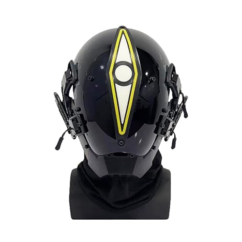 CyplayMach Futuristischer Ein-Augen-LED-Helm mit vertikalem Glühen, batteriebetrieben, für Halloween, Cosplay & Kostümveranstaltungen von CyplayMach