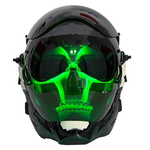 CyplayMach Futuristischer LED-Mecha-Helm für Festivals, Raves, Halloween & Cosplay-Events (Grün) von CyplayMach