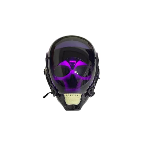 CyplayMach Futuristischer LED-Mecha-Helm für Festivals, Raves, Halloween & Cosplay-Events (lila) von CyplayMach