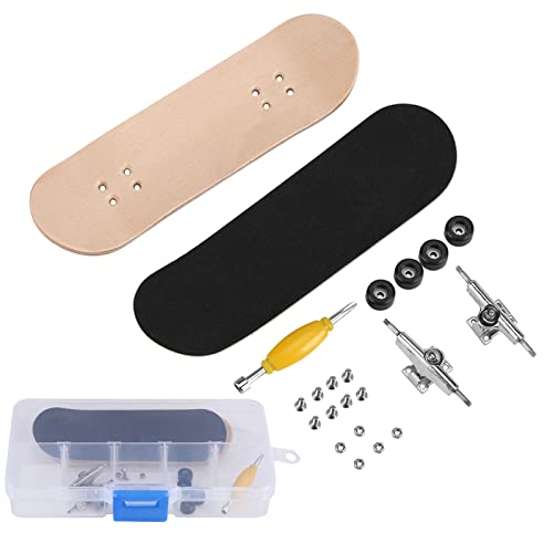 Cyrank 1 Stück Fingerbretter, Mini Skateboard Fingerbretter Maple Wooden Alloy Skateboard mit Schachtel für Mädchen Geburtstagsdings (Schwarz) von Cyrank