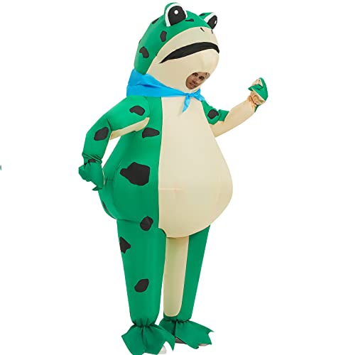 Cysudo Aufblasbares Frosch-Kostüm, Halloween, lustig, Ganzkörper-Kostüm, aufblasbar, Cosplay, Tierkostüm für Erwachsene, Grün , L von Cysudo