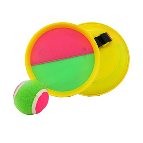 Klettballspiel, 2 Neopren Handfänger mit weitenverstellbarer Handschlaufe, 1 Ball (Ø6,25 cm), Gartenspielzeug Kinder, Strandspielzeug, Wurf- Und Fangspiel Mit Wasserfestem Klettverschluss (Yellow) von Cznlnzc