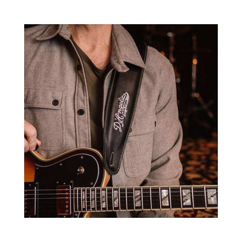 D&#39;Angelico Premium Leather Strap Black Gitarrengurt von D&#39;Angelico