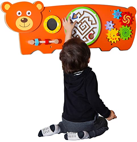 D DAKIN Sensorisches Wandboard für Kleinkinder: Sensorisches Brett in Bärenform und lustige Lernaktivitäten: Lernspielbrett für Kinder, mehrfarbig, S von D DAKIN