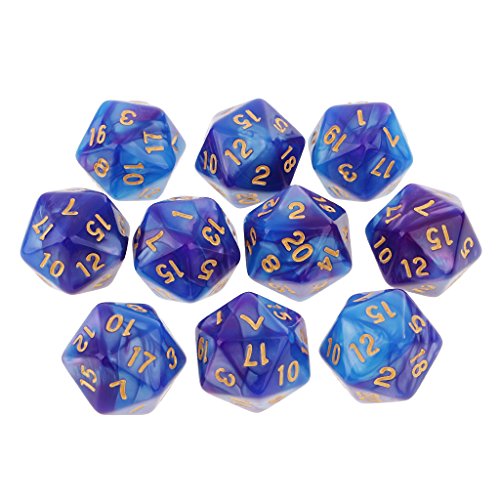 D DOLITY 10er-Set 20 Seitige D20 Dice Mehrseitige Würfel Spielwürfel für Brettspiel - Blau Lila D DOLITY 10er-Set 20 Seitige D20 Dice Mehrseitige Würfel Spielwürfel für Brettspiel - Blau Lila von D DOLITY