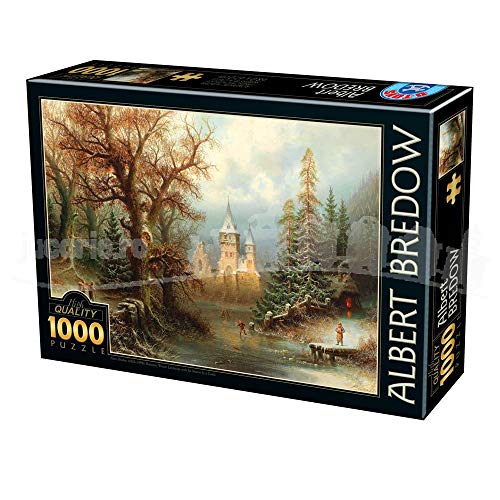 D-Toys Puzzle 5947502875697/BR 01 Puzzle 1000 pcs Albert Bredow Romantic Winter Landscape with Iceskaters by a Castle, Multicolor von D-Toys Puzzle