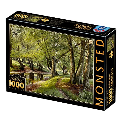 D-TOYS 77622 Puzzle 1000 pcs Peder MØRK MØNSTED_A Summer Day Forest with Deer in The Background, Multicolored von D-Toys
