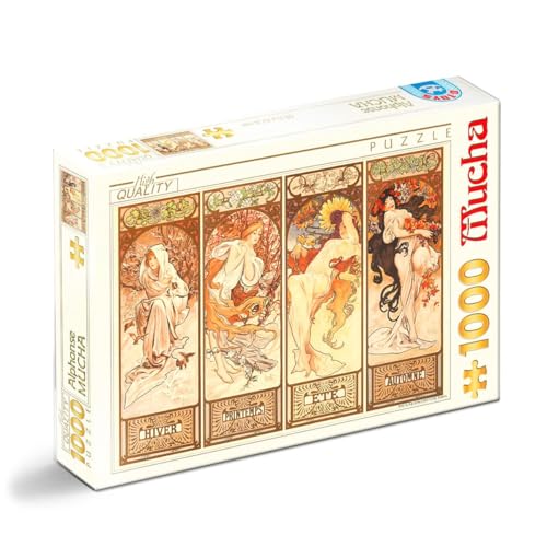 D-TOYS 77721 Puzzle 1000 Alphonse Mucha_Seasons, Multicolored von D-Toys