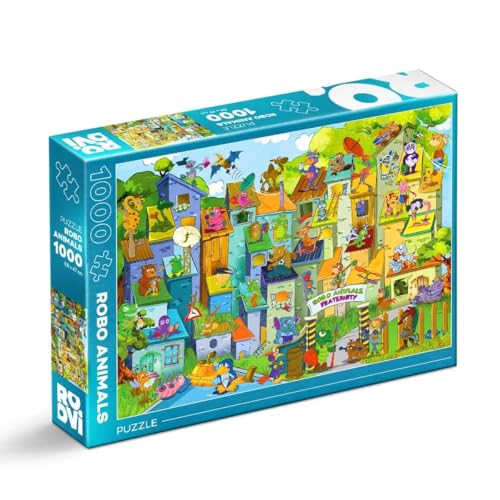 Roovi Puzzle Illustations - Robo Animals 1000 Pieces von D-Toys