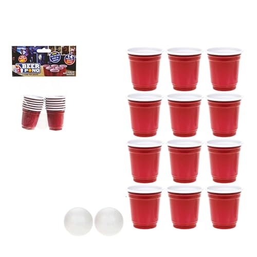 22-teiliges Set Mini Beer Pong Spiel - Junggesellenabschied & Junggesellinnenabschied - Weihnachten - Urlaub Party Trinkspiele inklusive 2 Bälle + 20 rote Becher (Mini Beer Pong) von D.A.Y. Republic