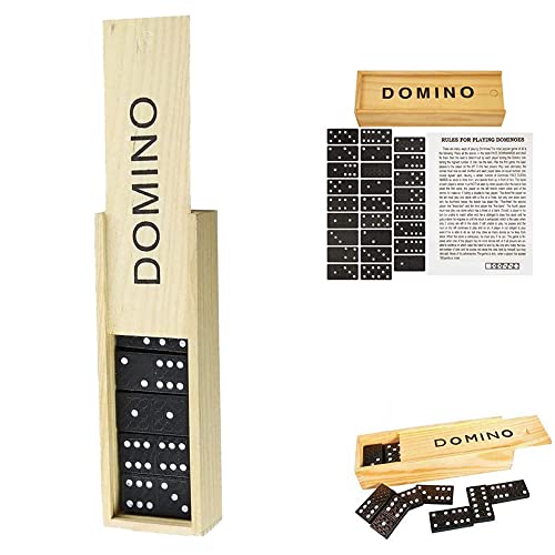 D.A.Y. Republic Klassisches Retro-Domino-Spiel, traditionelles Set in Holzkoffer, pädagogisches Spielzeug in Reisegröße, 28 Stück (Domino in Holzbox) von D.A.Y. Republic