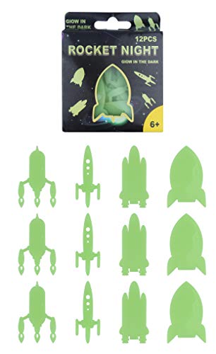 D.A.Y. Republic 3D-Wandaufkleber, leuchtet im Dunkeln, fluoreszierende Raketen, Deko-Aufkleber, sensorische Kinderzimmer Baby Kinder Schlafzimmer Dekoration (12 Raketen) von D.A.Y. Republic