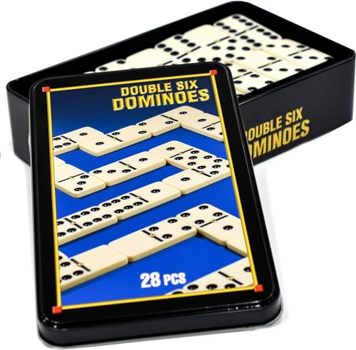 D.A.Y. Republic Klassisches Retro-Domino-Spiel, traditionelles Set in Metallkoffer, pädagogisches Spielzeug in Reisegröße, 28-teiliges Doppelspiel (in Deluxe-Dose) D.A.Y. Republic Klassisches Retro-Domino-Spiel, traditionelles Set in Metallkoffer, pädagogisches Spielzeug in Reisegröße, 28-teiliges Doppelspiel (in Deluxe-Dose) von D.A.Y. Republic