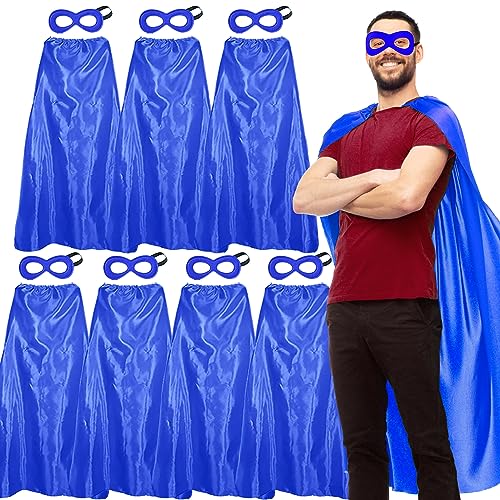 D.Q.Z Superhelden-Umhang für Erwachsene, Großpackung mit Masken, Weihnachts-Kostüm, Partyzubehör, 7 Stück (blau) von D.Q.Z