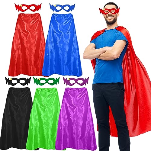 D.Q.Z Superhelden-Umhang und Masken für Erwachsene für Männer und Frauen, 5 Stück, Halloween, Geburtstag, Superhelden-Kostüm, Partyzubehör D.Q.Z Superhelden-Umhang und Masken für Erwachsene für Männer und Frauen, 5 Stück, Halloween, Geburtstag, Superhelden-Kostüm, Partyzubehör von D.Q.Z