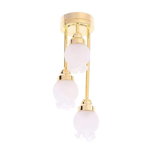 1/12 Dollhouses Wohnzimmer Kronleuchter LED Deckenlampe Mit Goldenem Basisblumenglas Schatten Für Wärmepuppenhouses Szene 1/12 Dollhouses Wohnzimmer Kronleuchter LED Deckenlampe Mit Goldenem Basisblumenglas Schatten Für Wärmepuppenhouses Szene von DABAIXIONG