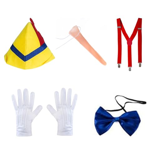 DABAIXIONG Erwachsene Puppenkostüm Story Buch Charaktere Mit Langer Nase Hosenträger Krawattenhandschuhe Accessoires Set Für Halloween Story Book Charaktere DABAIXIONG Erwachsene Puppenkostüm Story Buch Charaktere Mit Langer Nase Hosenträger Krawattenhandschuhe Accessoires Set Für Halloween Story Book Charaktere von DABAIXIONG