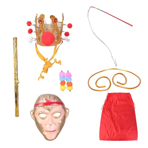 DABAIXIONG Kinder Sonne Kostüm Wuklong Maske Teleskop Stick Stirnband Halloween Cosplay Kostümzubehör DABAIXIONG Kinder Sonne Kostüm Wuklong Maske Teleskop Stick Stirnband Halloween Cosplay Kostümzubehör von DABAIXIONG