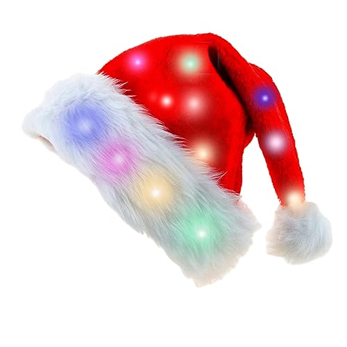 DABAIXIONG LED Light Plush Santa Hats Weihnachten Weihnachtsfeier Für Weihnachtsfeier Urlaubshut Für Unisex Kids Party von DABAIXIONG