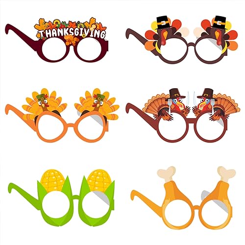 DABAIXIONG Lustige Thanksgiving Brille Party Cosplay Fotografie Requisiten Liefert Dekorative Rahmen Kostüm Mit Brillen Partydekorationen Neuheit Papier Brillen Rahmen Thema Fun Eyewear von DABAIXIONG