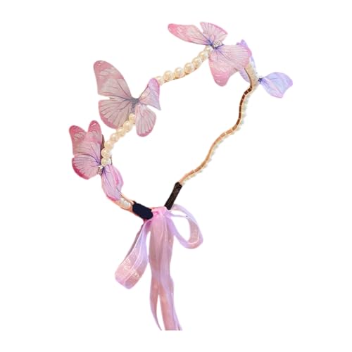 DABAIXIONG Luxuriöse Kronen Haare Hair Hoop Butterfly Geburtstagsfeier Eleganter Festzug Wassertropfen Perlen Mädchen Hochzeit Kostüm Kopfbedeckung von DABAIXIONG