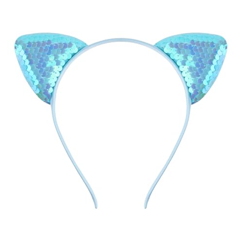 DABAIXIONG Mode Katzenohr Stirnband Mit Blauen Pailletten Für Frauen Und Mädchen Kostüm Kopfbedeckungen Für Partys Und Cosplay DABAIXIONG Mode Katzenohr Stirnband Mit Blauen Pailletten Für Frauen Und Mädchen Kostüm Kopfbedeckungen Für Partys Und Cosplay von DABAIXIONG