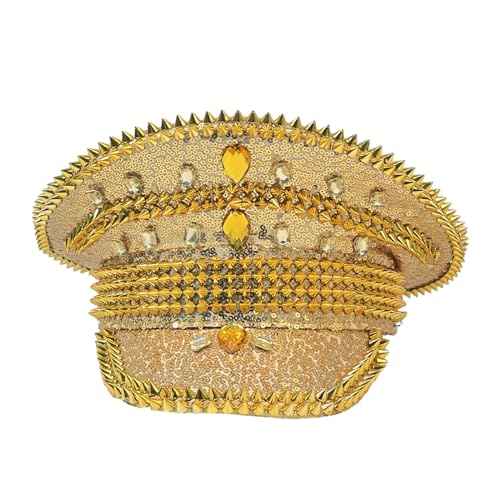 DABAIXIONG Musikfestivals Erwachsener Captain Hat Mit Nieten Besetzt Frauen Christmas Party Hat Prom Bühne Auftritte Militärhut DABAIXIONG Musikfestivals Erwachsener Captain Hat Mit Nieten Besetzt Frauen Christmas Party Hat Prom Bühne Auftritte Militärhut von DABAIXIONG