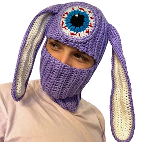 DABAIXIONG Niedliche Kaninchen Gehäkelte Hutkappe Für Frauen Männer Bild Requisiten Ohr Cosplay Halloween Party von DABAIXIONG