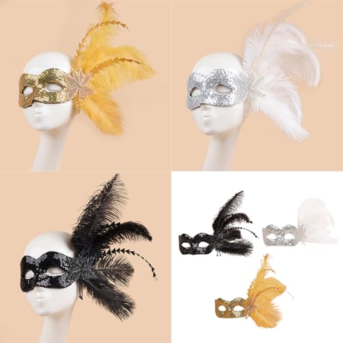 DABAIXIONG Pailletten Gefiederte Maskeren Maske Venezianer Masque Frauen Halloween Weihnachten Halbgesicht Maske Eyemask Cosplay Requisiten Mardi Gras Kostümzubehör Für Männer Erwachsene Frauen DABAIXIONG Pailletten Gefiederte Maskeren Maske Venezianer Masque Frauen Halloween Weihnachten Halbgesicht Maske Eyemask Cosplay Requisiten Mardi Gras Kostümzubehör Für Männer Erwachsene Frauen von DABAIXIONG