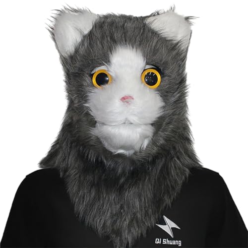 DABAIXIONG Realistische Mund Mover Katzenmaske Halloween Neuheit Maske Kostüm Süßes Bewegliche Mund Katzenmaske Plüsch Tierkopfmaske Geschenke DABAIXIONG Realistische Mund Mover Katzenmaske Halloween Neuheit Maske Kostüm Süßes Bewegliche Mund Katzenmaske Plüsch Tierkopfmaske Geschenke von DABAIXIONG