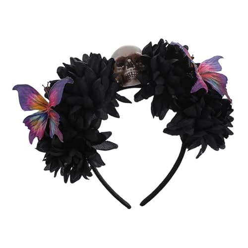 DABAIXIONG Skelett Kopfbedeckung Für Themenbezogene Partys Verstellbares Elastisches Haarband Horror Festival Accessoire Mit Robustem Design Halloween Hair Accessoires Für Frauen/Männer von DABAIXIONG