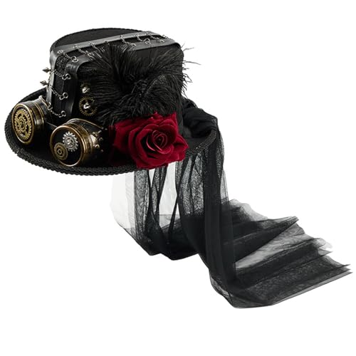DABAIXIONG Victorian Magicians Top Mit Schutzbrillen Rose Victorian Punk Party Tall Halloween Dressing Accessoires von DABAIXIONG