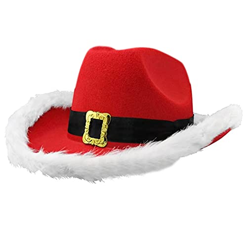 DABAIXIONG Weihnachtsmann Party Weihnachtsmütze Fühle Western Rote Cowboyhut Breitkicke Cowgirl Für Frauen Männer DABAIXIONG Weihnachtsmann Party Weihnachtsmütze Fühle Western Rote Cowboyhut Breitkicke Cowgirl Für Frauen Männer von DABAIXIONG