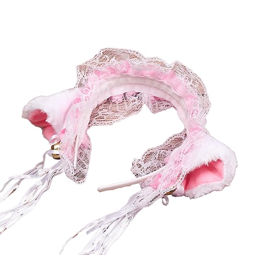 DABAIXIONG Zartes Katzenohr Stirnband Mit Glocken Plissierte Spitze Katze Ohrform Haar Hoop Cosplay Party Kopfstück Für Frauen Teenager DABAIXIONG Zartes Katzenohr Stirnband Mit Glocken Plissierte Spitze Katze Ohrform Haar Hoop Cosplay Party Kopfstück Für Frauen Teenager von DABAIXIONG