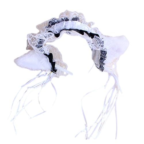 DABAIXIONG Zartes Katzenohr Stirnband Mit Glocken Plissierte Spitze Katze Ohrform Haar Hoop Cosplay Party Kopfstück Für Frauen Teenager DABAIXIONG Zartes Katzenohr Stirnband Mit Glocken Plissierte Spitze Katze Ohrform Haar Hoop Cosplay Party Kopfstück Für Frauen Teenager von DABAIXIONG