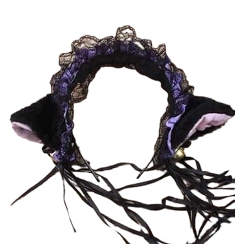 DABAIXIONG Zartes Katzenohr Stirnband Mit Glocken Plissierte Spitze Katze Ohrform Haar Hoop Cosplay Party Kopfstück Für Frauen Teenager DABAIXIONG Zartes Katzenohr Stirnband Mit Glocken Plissierte Spitze Katze Ohrform Haar Hoop Cosplay Party Kopfstück Für Frauen Teenager von DABAIXIONG