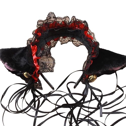 DABAIXIONG Zartes Katzenohr Stirnband Mit Glocken Plissierte Spitze Katze Ohrform Haar Hoop Cosplay Party Kopfstück Für Frauen Teenager DABAIXIONG Zartes Katzenohr Stirnband Mit Glocken Plissierte Spitze Katze Ohrform Haar Hoop Cosplay Party Kopfstück Für Frauen Teenager von DABAIXIONG