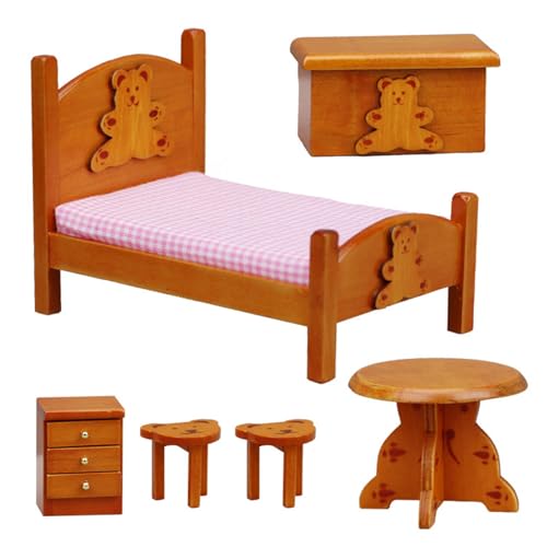 Pädagogische Puppenhäuser Schlafzimmer Playset Tischstuhl Bett Dollhouses Schlafzimmer Szene Realistische Vorräte Modell Playset Pädagogische Puppenhäuser Schlafzimmer Playset Tischstuhl Bett Dollhouses Schlafzimmer Szene Realistische Vorräte Modell Playset von DABAIXIONG