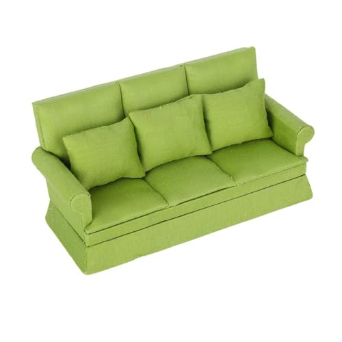 Schlafzimmer Dreisitzsofa Helles Sofa Miniaturmöbel Modell Dolls Houses Couch Accessoire Realistic Playset 1:12 von DABAIXIONG